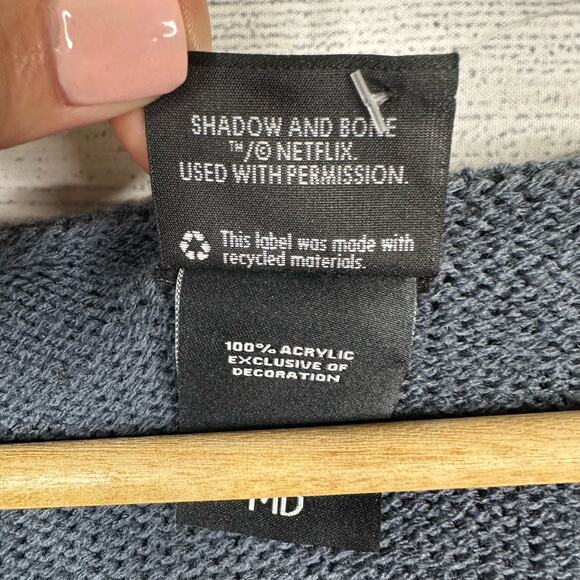 Hot Topic Shadow and Bone Inej Womens M Hooded Cardigan Crows Logo 19886327 Blue - Picture 11 of 11